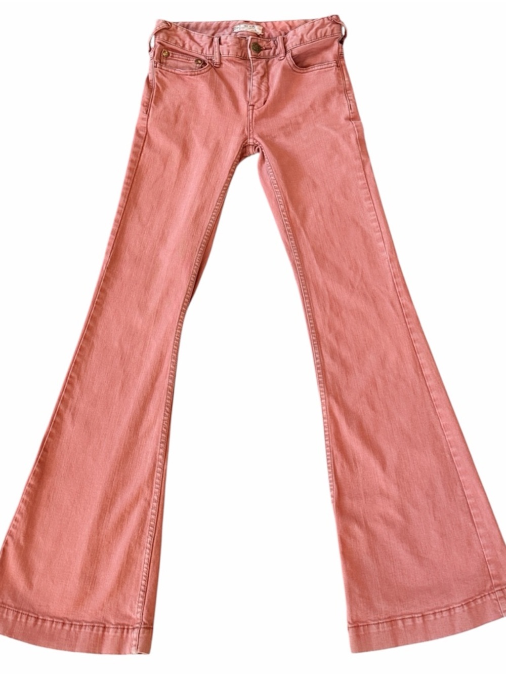 Free People We The Free Flare Bell Bottom Jeans Salmon Pink W25” Retro Festival